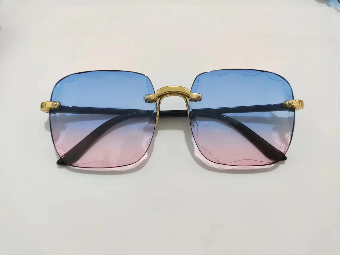 2024 Rimless Women Sunglasses Gradient Lenses Vintage Alloy Legs UV400 Designer Shades