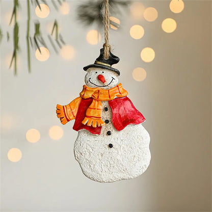 Christmas Resin Pendant Retro Painted Santa Claus Snowmen Horse Xmas Tree Hang Toys Ornaments New Year Decor Kid Gift
