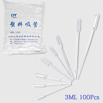 100PCS 3ML Multi-function Disposable Dropper Transparent Pipettes Liquid Transfer Graduated Pipettes Lab Test Tubes Supplies