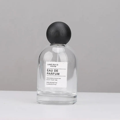 High-grade 30/50/100ml Empty Clear/ Frosted Glass Perfume Bottle Screw Wood Lid Spray Bottle Toner Atomizer Cosmetic Bottles