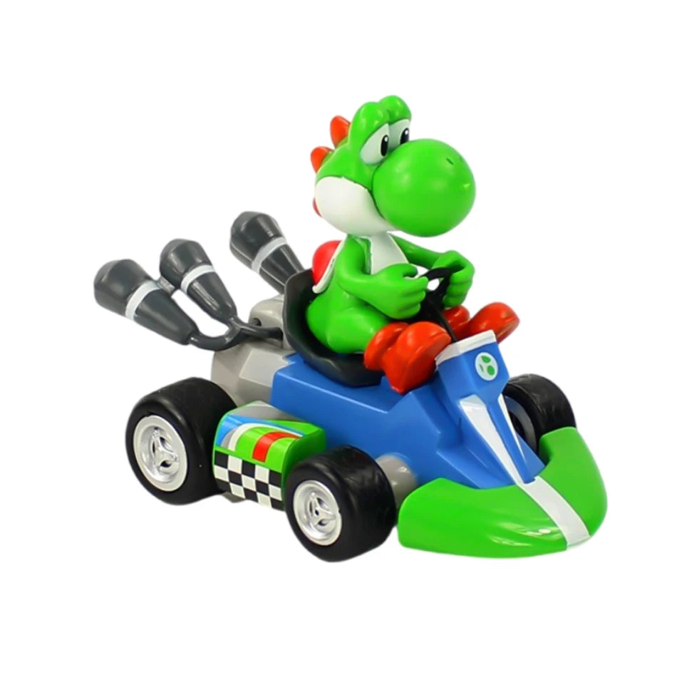 Super Mario Pull Back Car Green Yoshi Donkey Kong Bowser Luigi Toad Princess Peach Action Figure Toys Anime Game Doll Kid Gifts