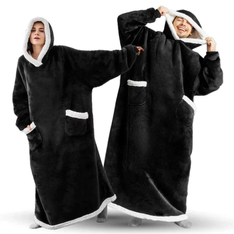 2024 Winter Oversized Flannel Hoodie Blanket | Unisex Giant TV Fleece Wearable Robe