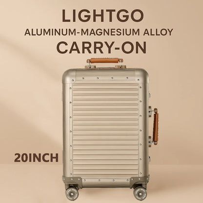 LIGHTGO Aluminum Magnesium Alloy Suitcase 20 Inch Carry On, TSA Lock Hardcase Business Travel Luggage