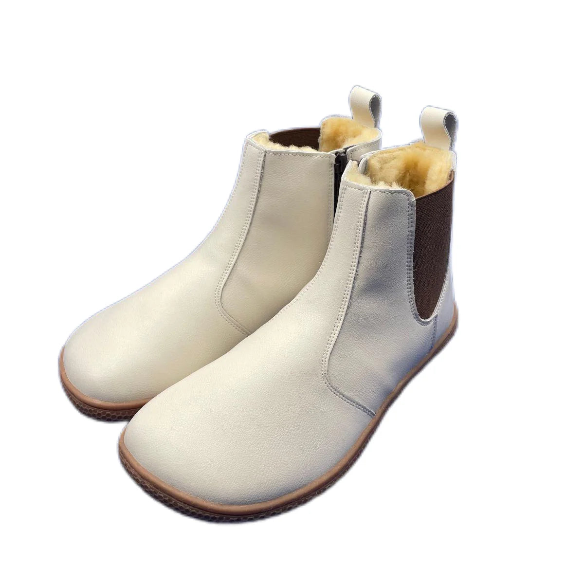 Tipsietoes Top Brand Barefoot Chelsea Genuine Leather Winter Boots With Warm Real Natural Fur Linning And Insole For Women
