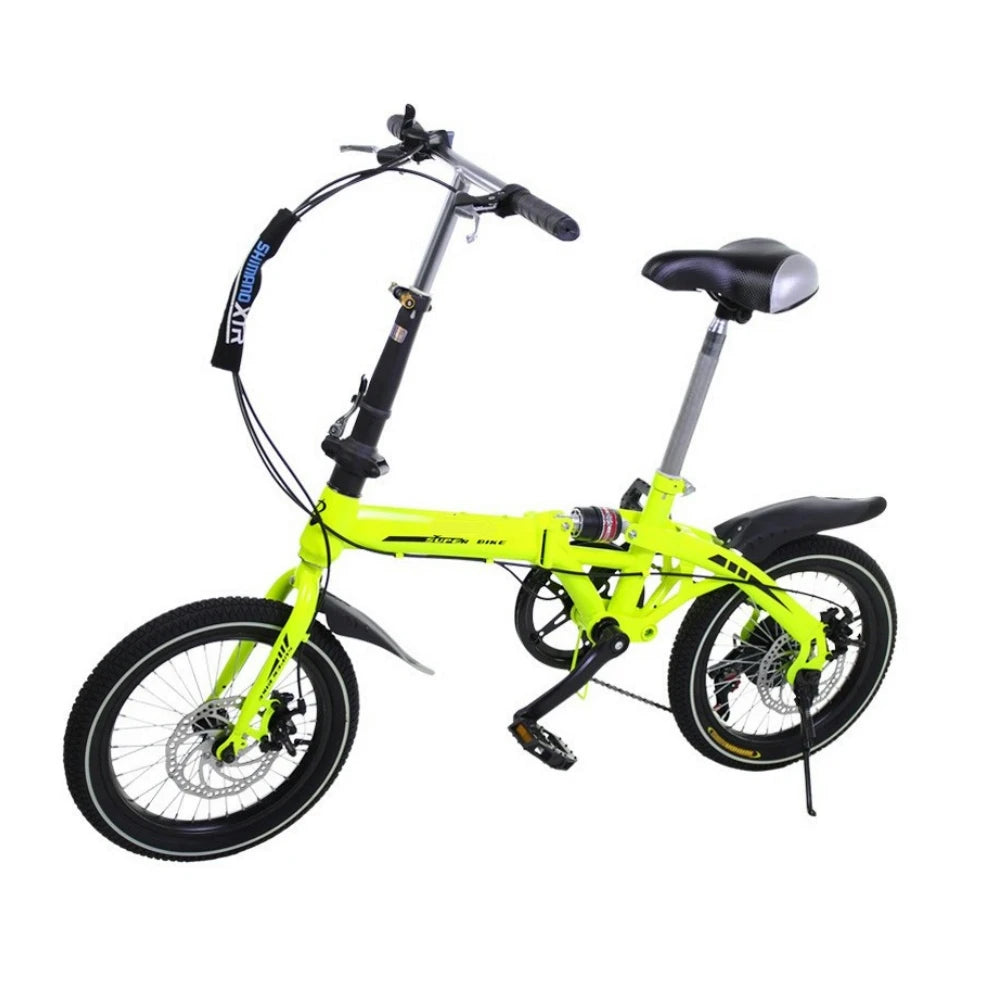 Bicicleta dobrável, roda de 16" x 2,12 cm, transmissão de 7 velocidades, velocidade ajustável e variável