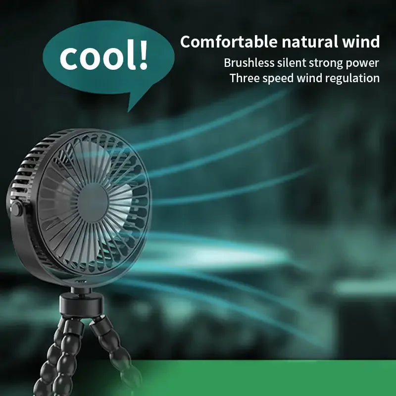 Portable Mini Stroller Fan with Flexible Tripod Small Handheld Rechargeable Clip On for Car Seat Crib Treadmill Travel Camping