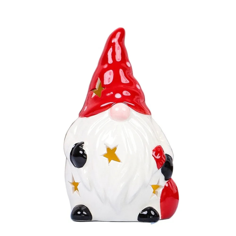 Crafts Ceramic Christmas Night Light Cute Handmade Atmosphere Light Reusable Artificial Christmas Snowman Statue Children
