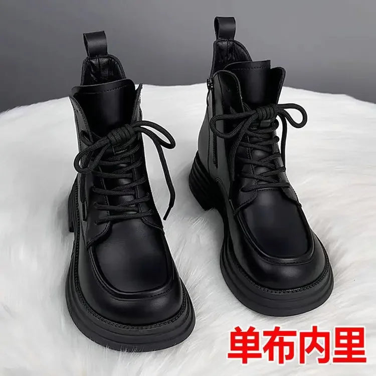 Winter Women's Boots Plush New Platform Warm Short Boots Flat Bottom Comfortable Outdoor Lace Up Ankle Boots Fashion Shoes 2025