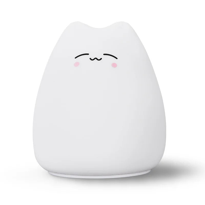 Mini Kawaii Popular Cat Baby Night Lamp 7-color Pat Touch Color-changing Eye Protection Bedroom Bedside Nightlight Gift Children