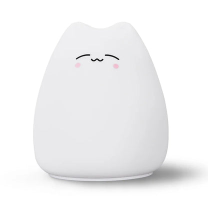 Mini Kawaii Popular Cat Baby Night Lamp 7-color Pat Touch Color-changing Eye Protection Bedroom Bedside Nightlight Gift Children