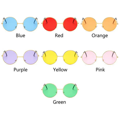 Retro Round Hippie Sunglasses Unisex Metal Circle UV Protection Trendy Party Shades