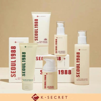Korean SEOUL 1988 Skin Care Set - Retinol Eye Cream, Ginseng Niacinamide Serum, Cleanser, Lightens Fine Lines Dark Circle