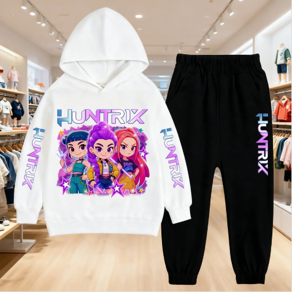 2025 KPop Demon Hunters Kids Hoodie Set Boys Teen Girls Hoody Sweatshirts With Pants Tracksuit Children's Autumn Clothing 2pcs