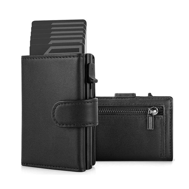 YATBEST Men's Slim RFID Wallet – Pop-Up Card Holder, Coin Pocket, Minimalist Leather