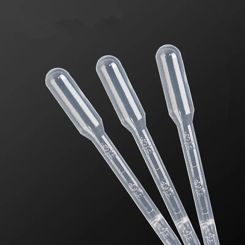 100PCS 3ML Multi-function Disposable Dropper Transparent Pipettes Liquid Transfer Graduated Pipettes Lab Test Tubes Supplies