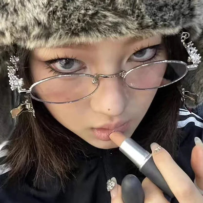 Fashion Square Eyeglasses Frame  Women Men Retro Japanese Style Blue Light Blocking Y2K