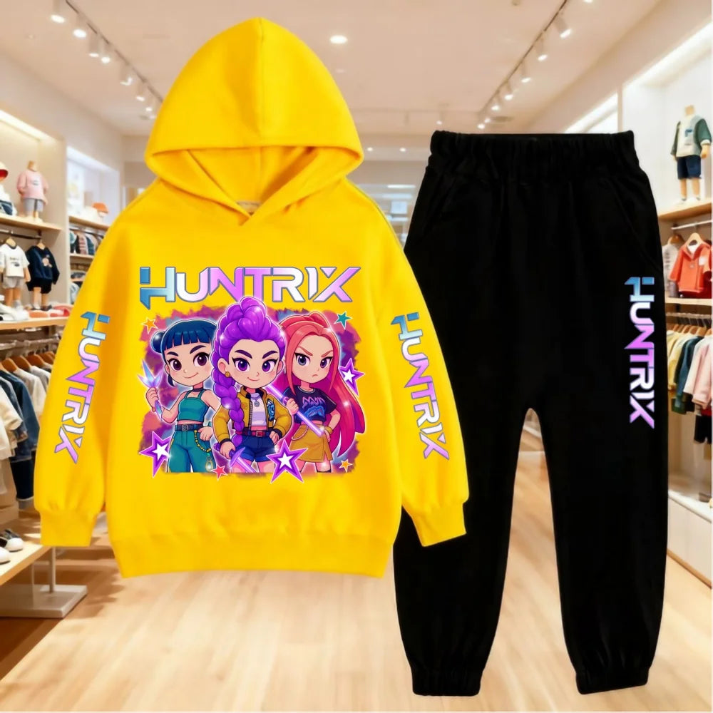 2025 KPop Demon Hunters Kids Hoodie Set Boys Teen Girls Hoody Sweatshirts With Pants Tracksuit Children's Autumn Clothing 2pcs