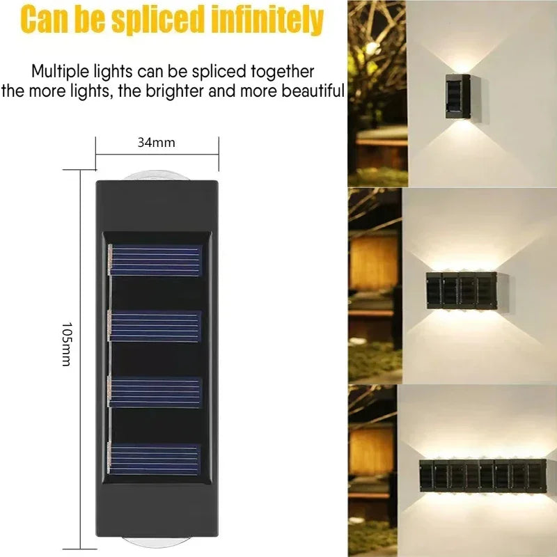 Solar Wall Lamp Outdoor Waterproof Solar Lights Up And Down Convex lens Lighting For Garden Street Landscape Balcony Outdoor Dec