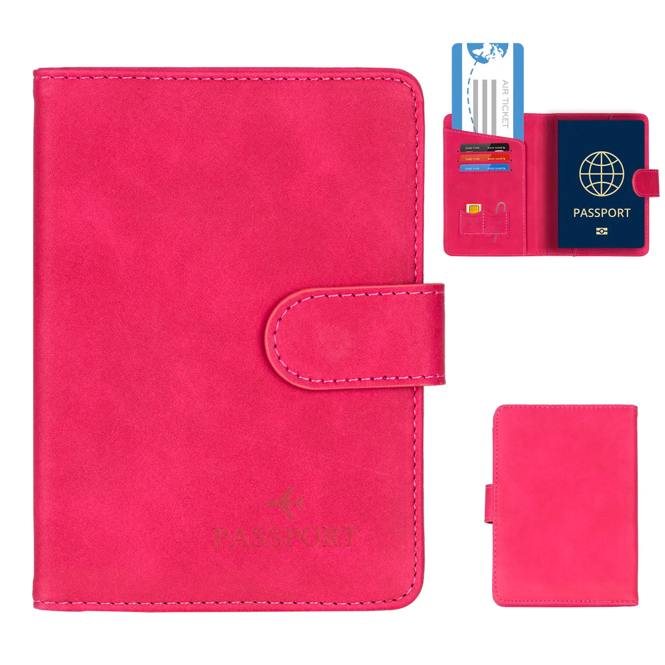 RFID Passport Holder Cover Wallet – Leather Travel Card Case for Men & Women