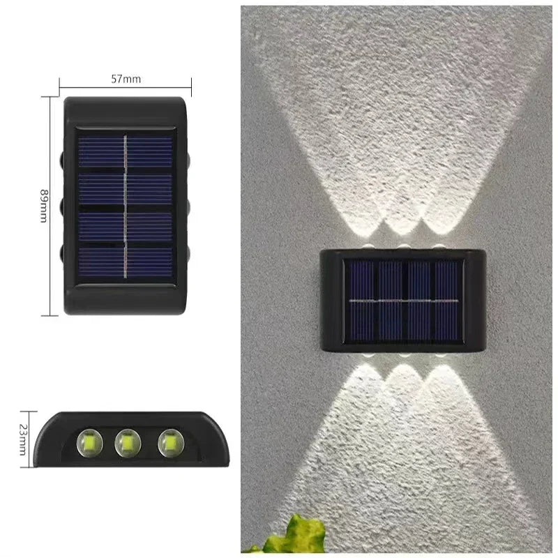 Solar Wall Lamp Outdoor Waterproof Solar Lights Up And Down Convex lens Lighting For Garden Street Landscape Balcony Outdoor Dec