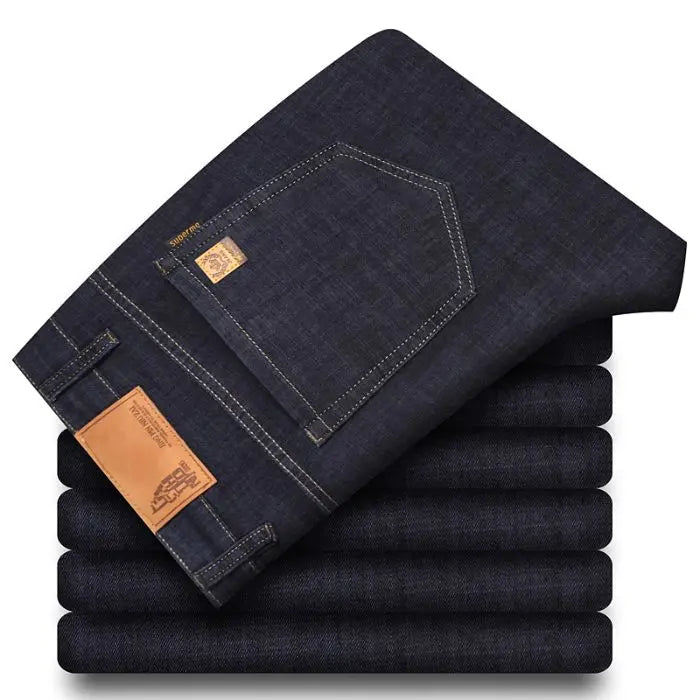 Spring Summer Business Jeans Men Light Blue Casual Straight Stretch Fashion Classic Work Denim Trousers Brand Clothing