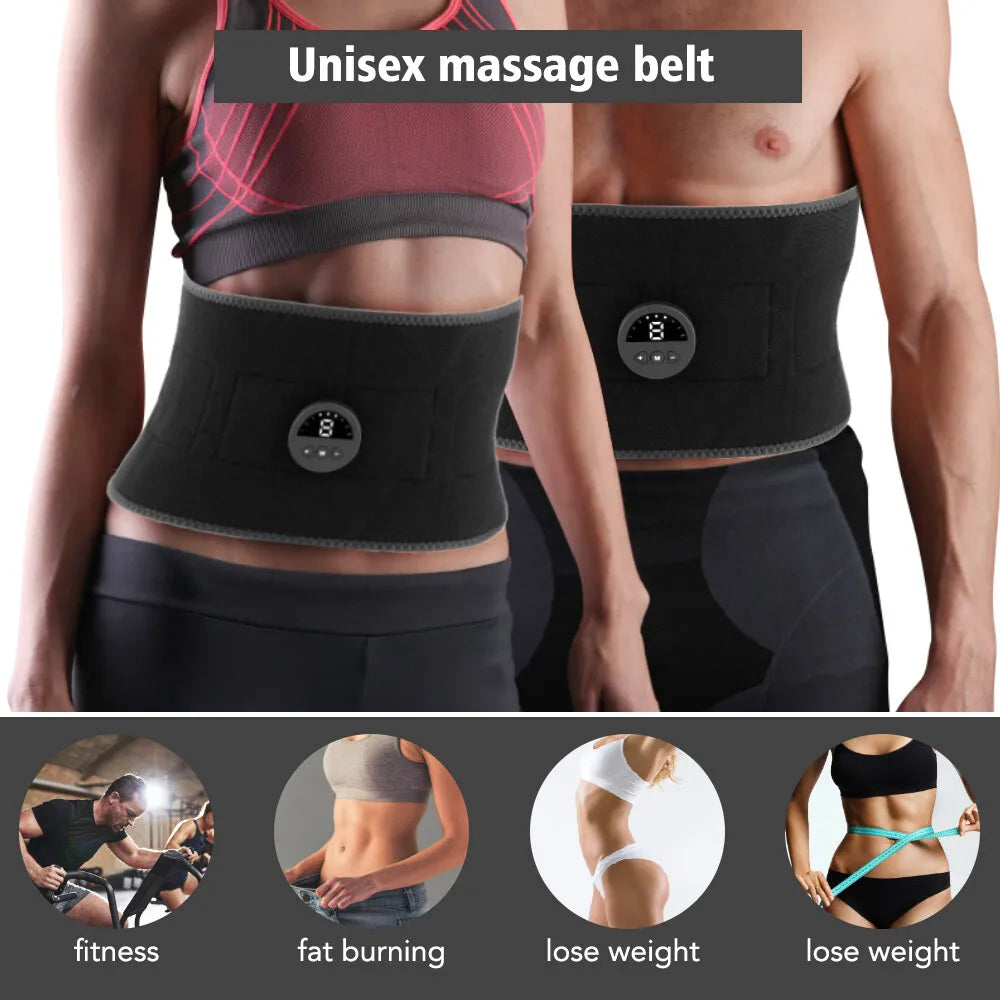 Muscle Massager EMS Abdominal Belt Electric Muscle Stimulation Portable Fitness Massager Waist Trainer Body Slimming Shaping