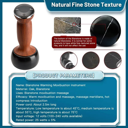 Electric Hot Stone Bianstone Guasha Massager Hot Compress SPA Back Muscle Relax