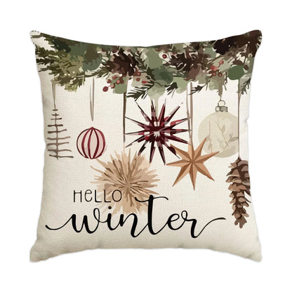 1pc/4pcs Christmas Pillow Cover, Black and Red Buffalo Plaid Celebration Christmas Tree Snowflake Decoration Sofa Cushion Cover