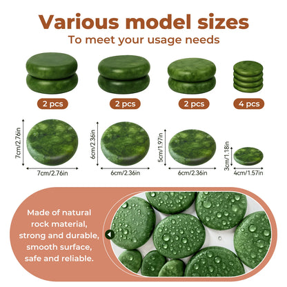 10-Piece Olive Green Natural Stone Massage Set for Spa & Home Body Relaxation