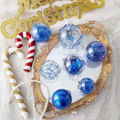 Shatterproof Clear Large Plastic Christmas Ball Ornaments Set with Stuffed Delicate Decorations for Holiday Tree Hanging Decora