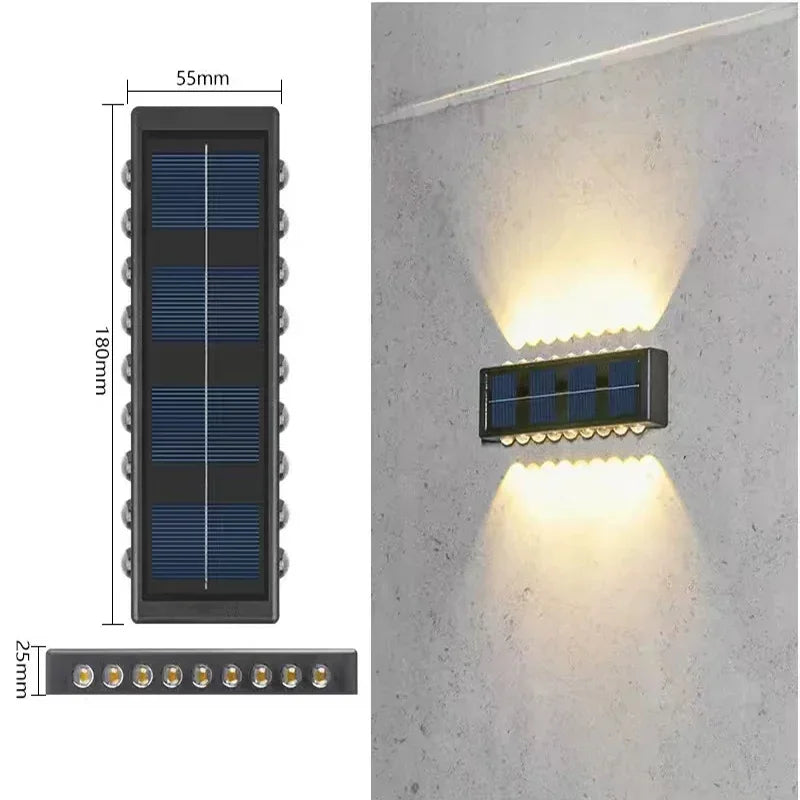 Solar Wall Lamp Outdoor Waterproof Solar Lights Up And Down Convex lens Lighting For Garden Street Landscape Balcony Outdoor Dec