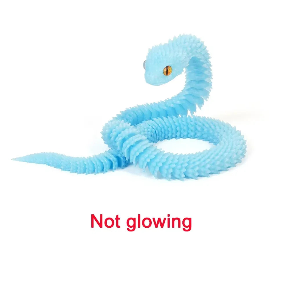 3D Printed Snake Luminous Movable Joint Simulation Snake Figurine Creative Home Office Desktop Decoration New Year Gifts Crafts