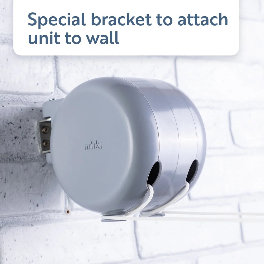 98ft Retractable Clothesline Weather-Resistant Heavy Duty PVC Coated Line Wall Mounted Storage Reel with Fixings Laundry