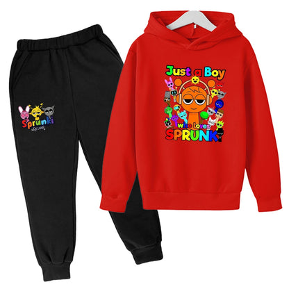 Sprunki Kids Clothes Hoodie+pants Age 2-12 Boy Girl Incredibox Anime Figures Sweatshirt Spring Autumn Pullover for Children Sets