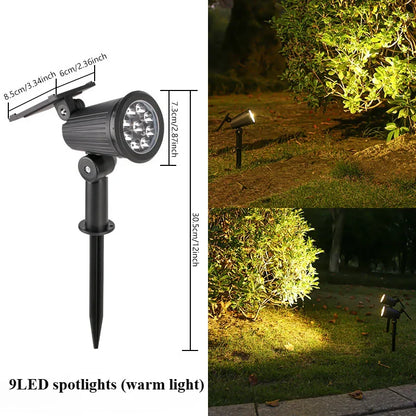 9 LED Solar Spot Light Outdoor Waterproof Spotlights Solar Garden Lights Landscape Lighting Decoration Pathway Lawn Lamp