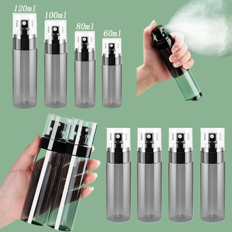10Pcs 30ml-100ml Black Translucent Plastic Spray Bottles Portable Travel Cosmetic Fine Mist Spray Containers For Liquid Alcohol