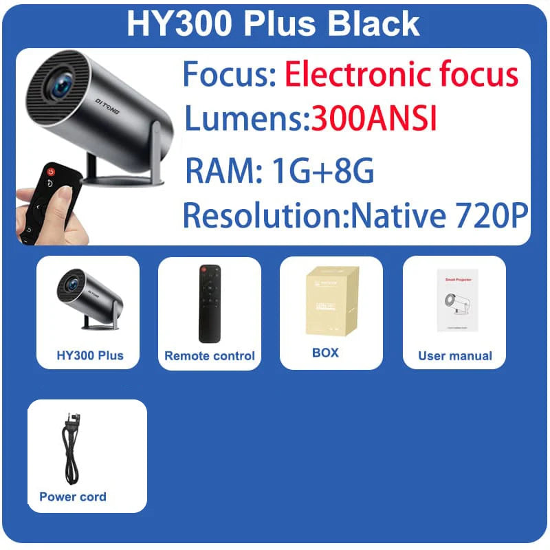 DITONG HY300 Plus Projector Android 4K 1280*720P Dual Wifi 300ANSI Video Cinema Outdoor Portable  home hd led HY300 Pro Projetor