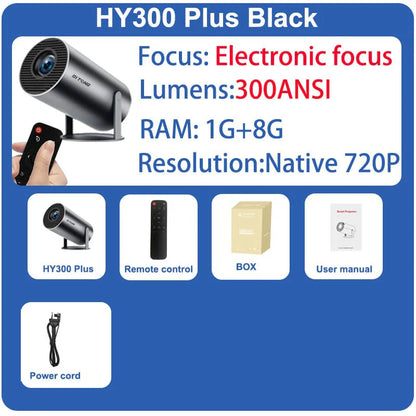 DITONG HY300 Plus Projector Android 4K 1280*720P Dual Wifi 300ANSI Video Cinema Outdoor Portable  home hd led HY300 Pro Projetor