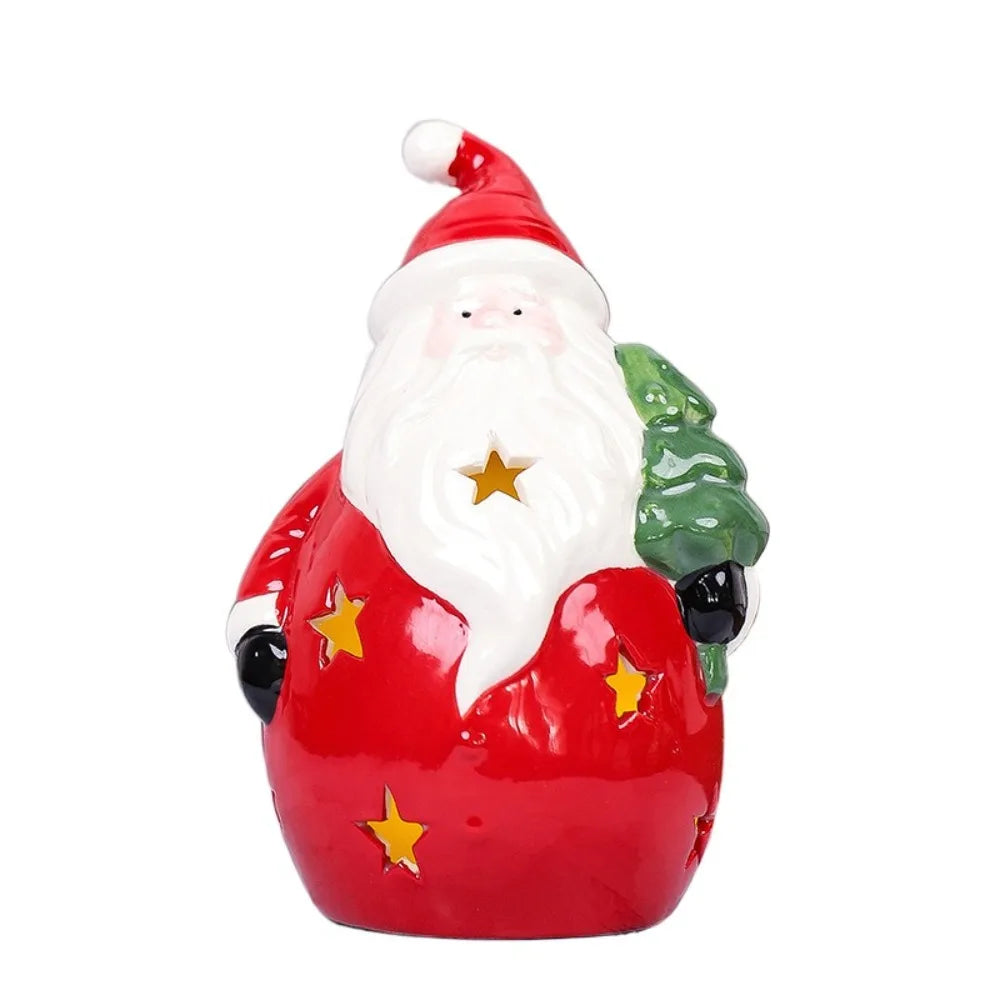 Crafts Ceramic Christmas Night Light Cute Handmade Atmosphere Light Reusable Artificial Christmas Snowman Statue Children
