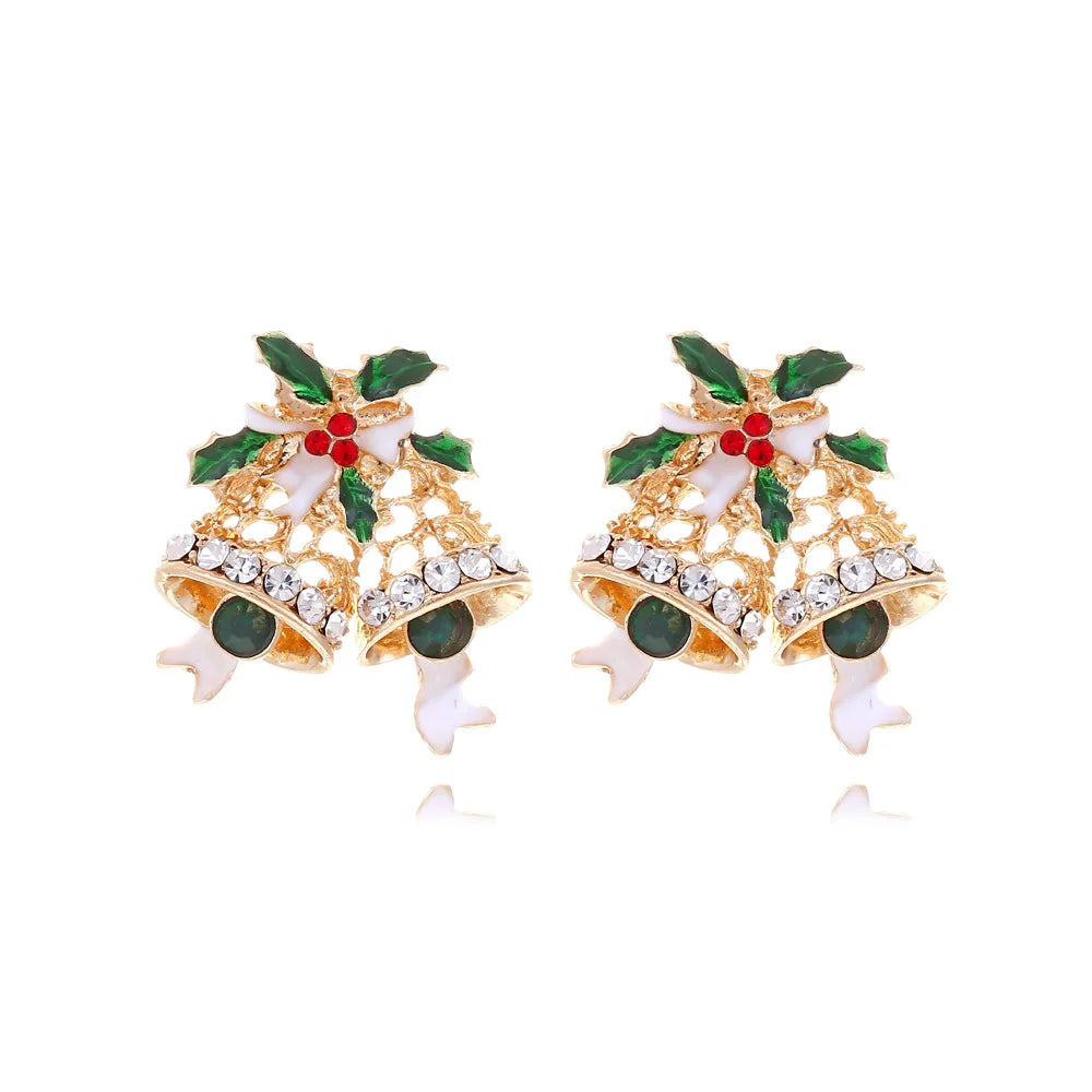 Christmas Jewelry Rhinestones Elk Earrings Christmas tree Drop Earrings for Woman Xmas Accessories Ear Studs Gifts