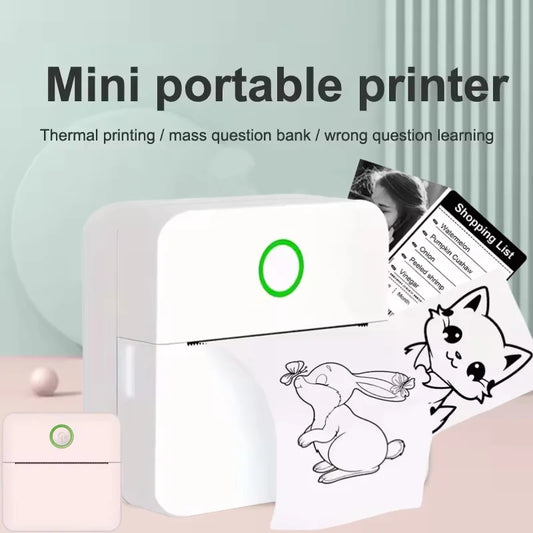 Mini Portabl Printer Inkless Sticker Maker, Free Cut Small Pocket Printer, Portable Thermal Printer for Photo Journal Notes Memo