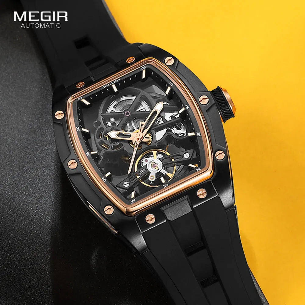 MEGIR 2242 Blue Automatic Men’s Watch Sport Mechanical Skeleton Waterproof