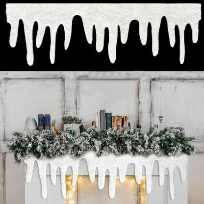 1pc 120x36cm Christmas Fake Snow Blanket Icicle Snow Fireplace Blanket Roll Snow Blanket Village Fluffy Icicle Snow Table Runner