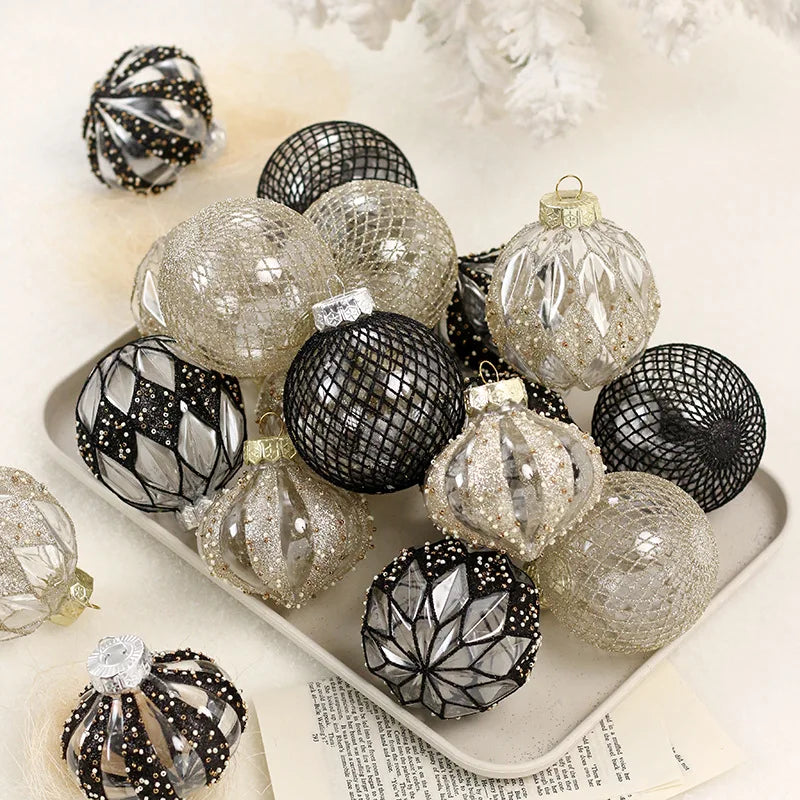 8cm PET Clear Decorative Christmas Ball Christmas Tree Ornament Sequin Christmas Decorative Ball Xmas Ornaments Home Decor