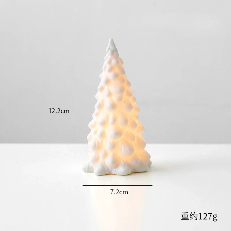 Ceramic luminous mini Christmas tree small desktop home ornaments Christmas gifts small scene layout props