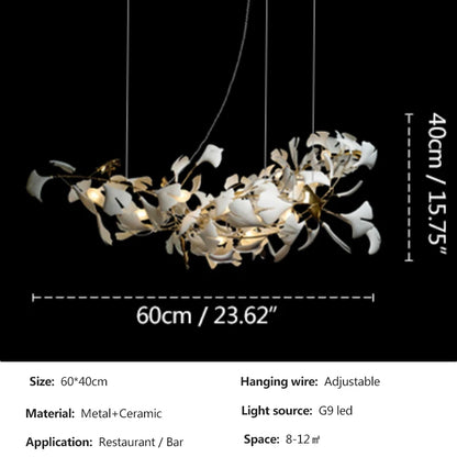Tree branch chandelier Ceramic Ginkgo Leaves lamp luxury designer Living Room Bedroom Art Lobby Decoration restaurant bar lights