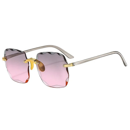 2024 Rimless Women Sunglasses Gradient Lenses Vintage Alloy Legs UV400 Designer Shades
