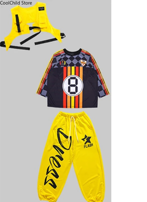 Boys Hip Hop Cool Sweatshirt Vest Street Dance Cargo Pants Girls K-pop Jazz Costumes Children Teens Clothes Sets Kids Streetwear