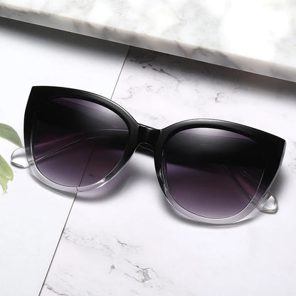 Cat Eye Sunglasses Women Designer Gradient UV400 Wide Leg Fashion Retro Shades