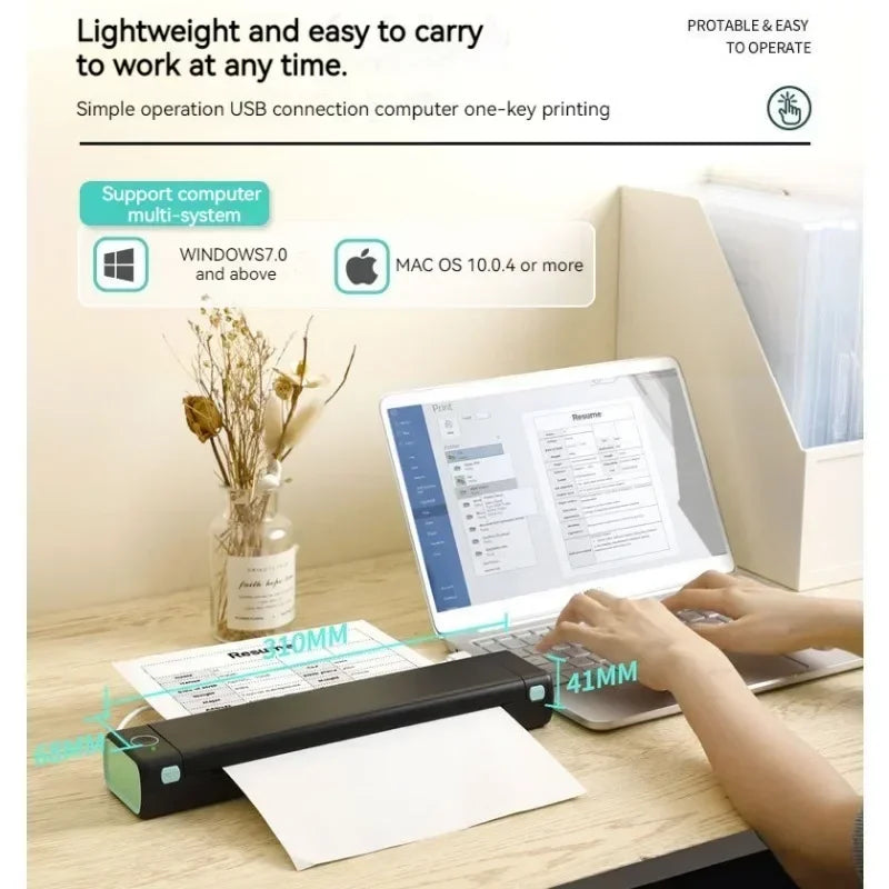 Upgrade M08F Portable Thermal Printer Bluetooth Phone Printer For Home Use A4 Mobile Print For Laptops Inkless Travel Wireless P